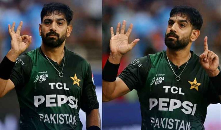 Haris Rauf trolls Indian fans with ‘six-zero’ gesture